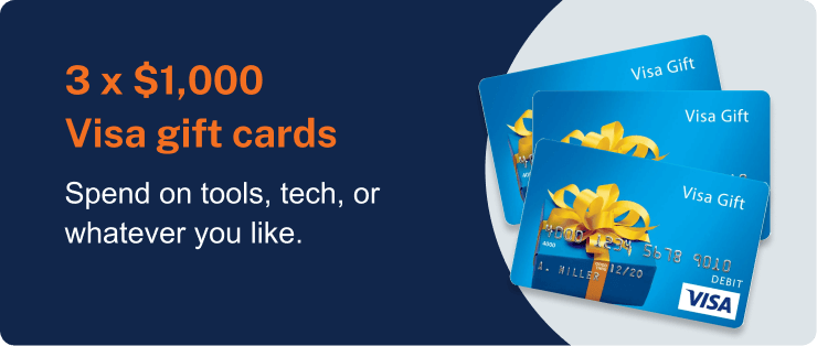 3 x $1,000 Visa gift cards 3 x $1,000 Visa gift cards