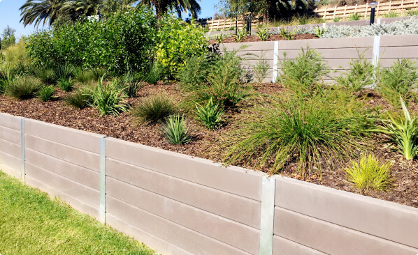 A photo of a garden retaining wall A photo of a garden retaining wall