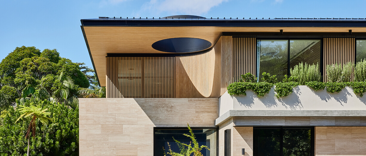 A house exterior with Biowood products