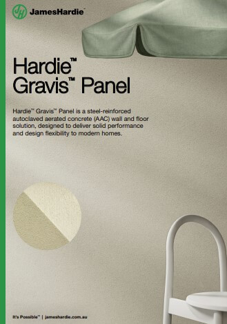 Front cover of the Hardie Gravis Panel brochure